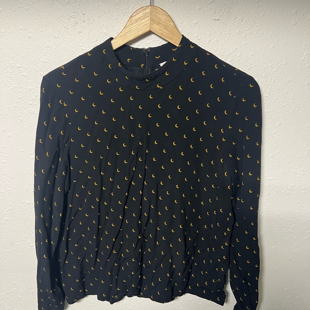 JUST‎ Black Long Sleeve Pleated Blouse